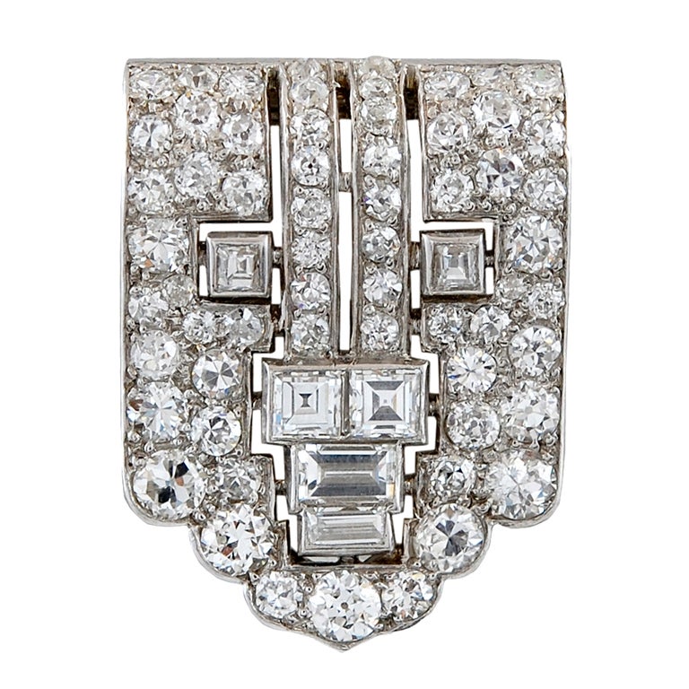 CARTIER LONDON Art Deco Diamond Dress Clip For Sale