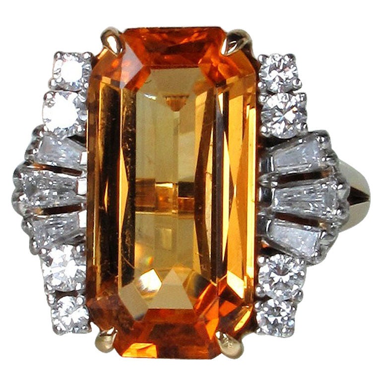 Natural Topaz Diamond Ring For Sale