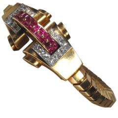 BOUCHERON Paris 1937 Pink Sapphire Gold Bracelet