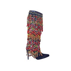 VINTAGE TODD OLDHAM OVER-THE-TOP HEAVILY BEADED BOOTS