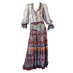 Oscar De La Renta Hi Fashion Runway Boho Chic Blouse & Skirt 7