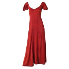 CHANEL 1930s COUTURE BIAS CUT RED EVENING DRESS