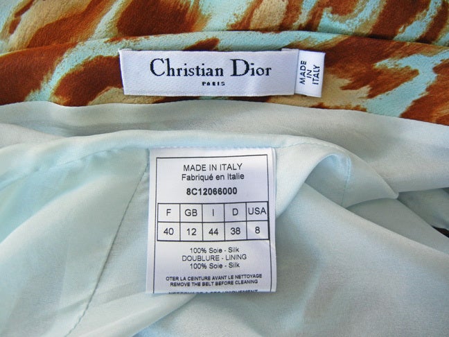 Christian Dior/J-Lo 1 Shoulder Leopard Silk Dress with Jeweled Topaz Belt 1