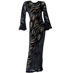 Halston 1977 Silk Burnout Velvet Bias Cut Published Book Dress 3