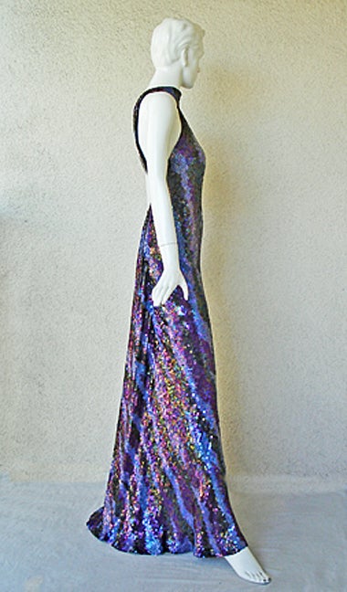 ODICINI COUTURE RAINBOWN HANDBEADED BIAS CUT EVENING GOWN 2