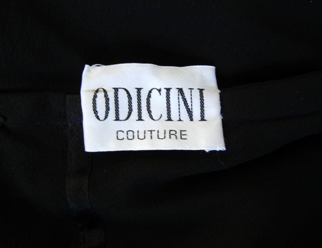 Odicini Couture Hand Beaded Black Silk Lattice Work Gown 1