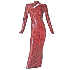Circa 1980's -90's Thierry Mugler Python Beaded Body Hugging Dress 9