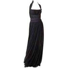 Yves Saint Laurent Halter Pleated Organza Swirl Gown 10