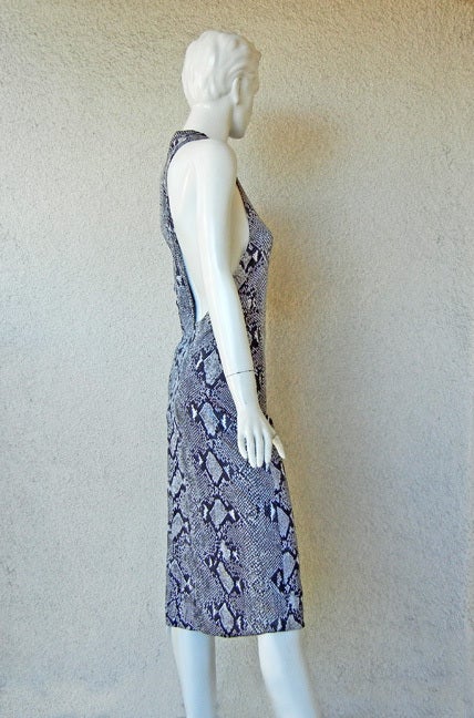 Gray Gucci by Tom Ford High Style One Arm Bandit Python Print Dress  New Cond! For Sale