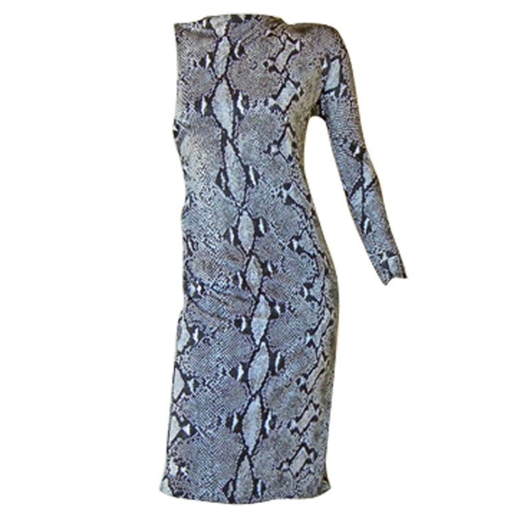 Gucci by Tom Ford High Style Einarm-Bandit-Kleid mit Python-Druck  Die neue Konsole ist eingebaut! im Angebot