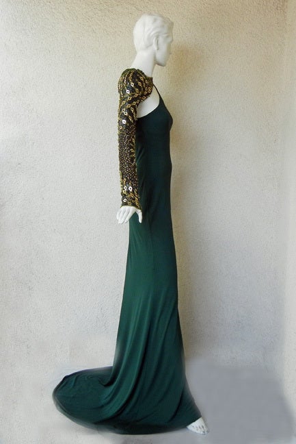  Emilio Pucci Dramatic Cut-Out Beaded Bias Cut Gown In Excellent Condition For Sale In Los Angeles, CA