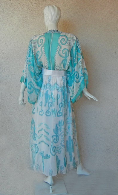 One of the Prettiest Zandra Rhodes Cactus & Cowboy Dress  Important! In Excellent Condition In Los Angeles, CA
