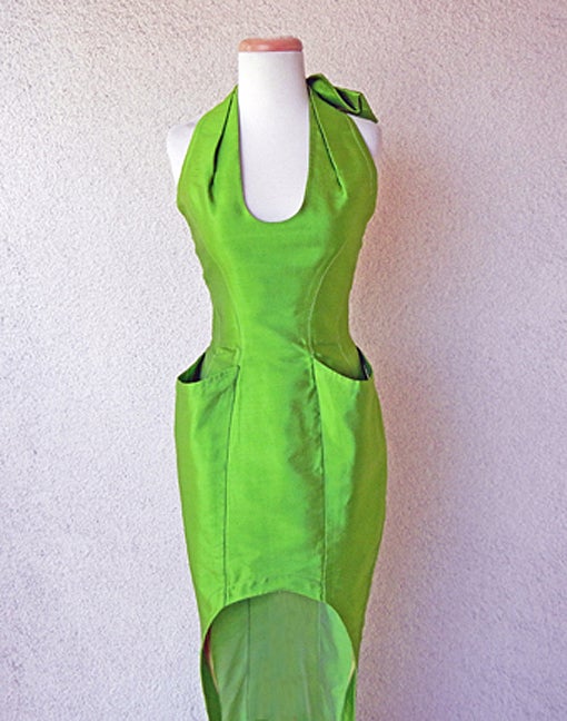 mugler green dress