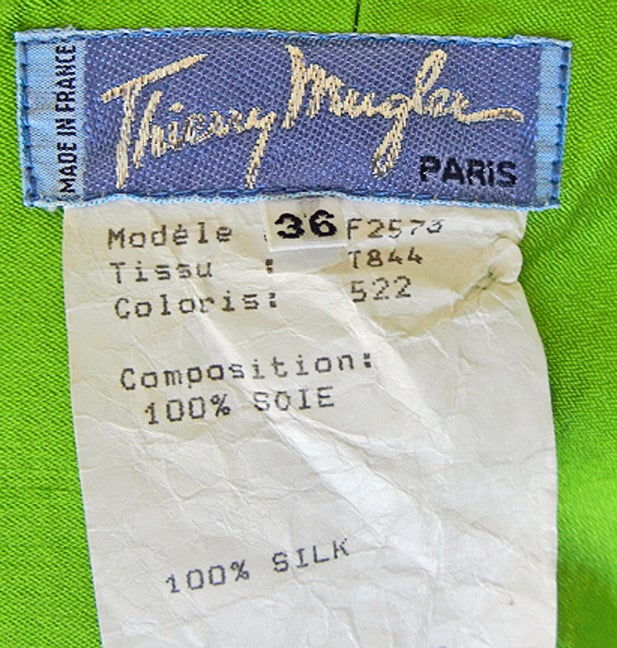 Green Rare 1980's Thierry Mugler 