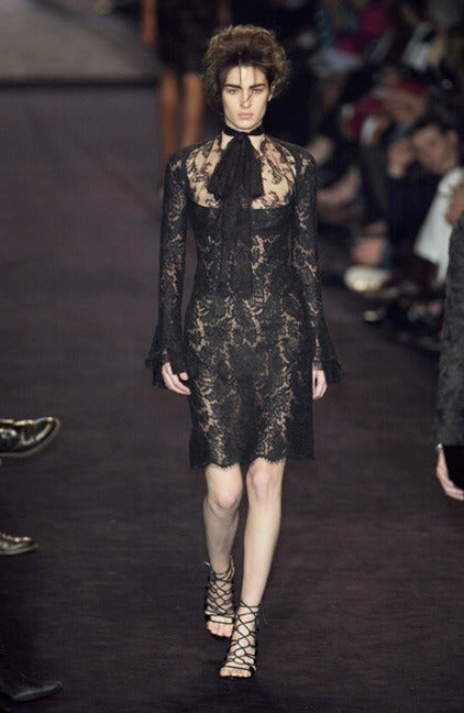 Devilishly Decadent Tom Ford YSL Black Chantilly Lace Evening Dress 2