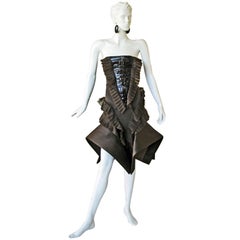 Seltenes Gianfranco Ferre Asymmetrisches Avant Garde Kroko Abendkleid