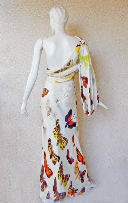 Alexander McQueen 2005 One Shoulder Bias Butterfly Gown in Ad Campaigns In Excellent Condition In Los Angeles, CA