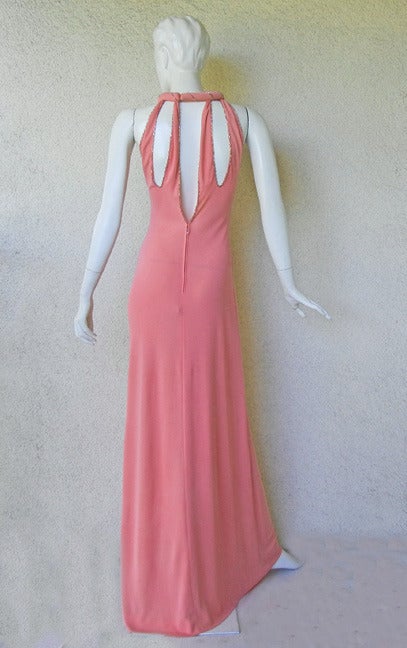Loris Azzaro Couture Runway Cutout Jeweled Neck Gown In Excellent Condition In Los Angeles, CA