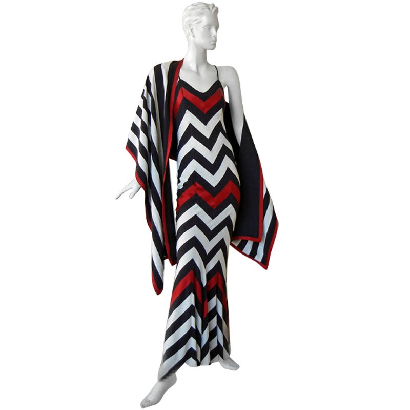 Christian Dior Chevron Pattern Evening Ensemble Inspired by 1950 Dior Collection For Sale