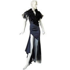 Alexander Queen 2001 "What a Merry Go Round" Spiral Zipper Ruffle Evening Dress 8