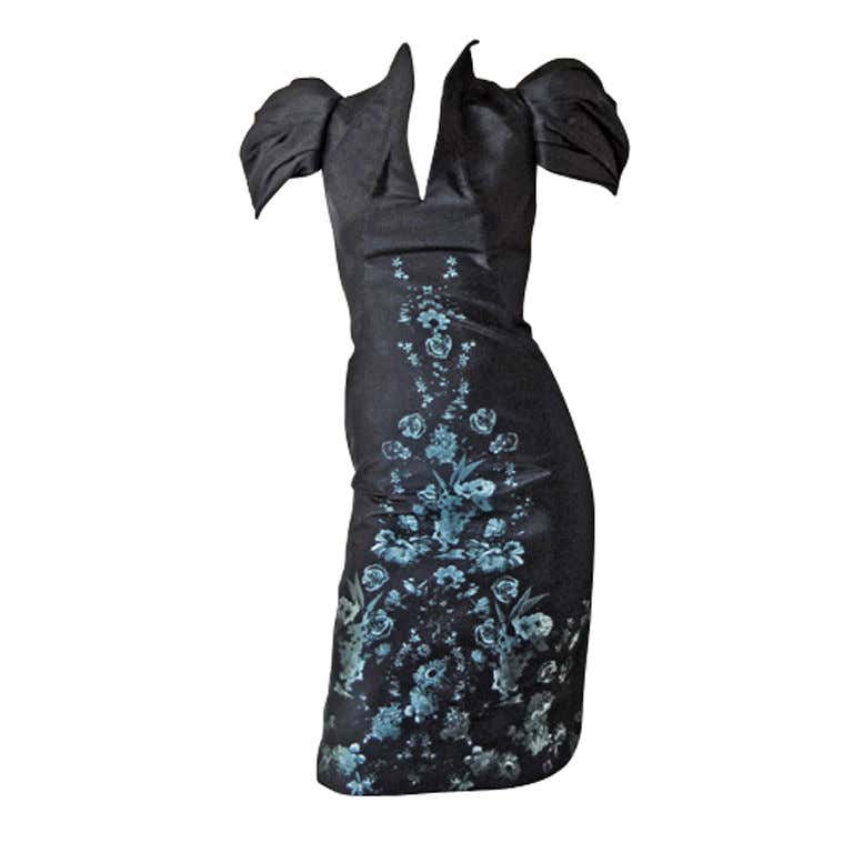 Alexander McQueen 2009 Structural Form Fitting Floral Print Dress For ...