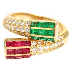 Amazing Designer FRED Diamond, Ruby, and Emerald Ring