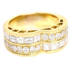 Neiman Marcus Yellow Gold and Diamond Band Ring