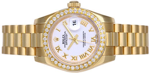 Women's Rolex Ladies President Gold Watch 179178 White Roman Dial