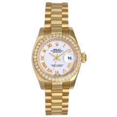 Rolex Ladies President Gold Watch 179178 White Roman Dial