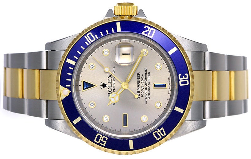 ROLEX Submariner Men's 2-Tone Watch with Serti Diamond Dial