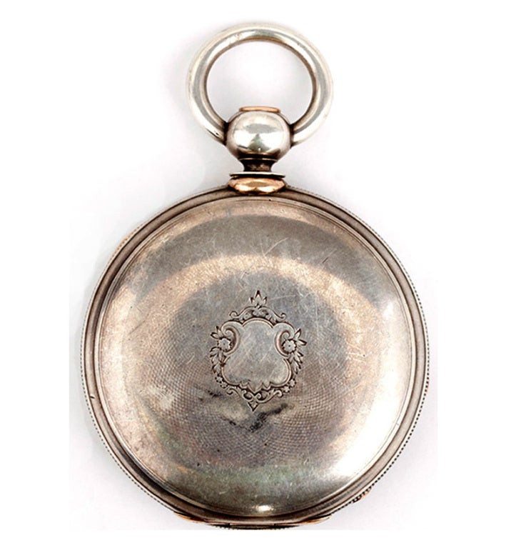 Waltham American Watch Co. Grade Nickel Model 1868 Pocket Watch. Original heavy silver case in excellent condition. Enamel dial. This is a very rare nickel movement American Watch Co. grade 1868. It is in its original silver case and in excellent