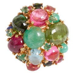 Vintage Gemstone, Pearl & Yellow Gold Ring from the Gabor Family Estate