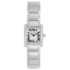 CARTIER Lady's White Gold and Diamond Tank Francaise Wristwatch