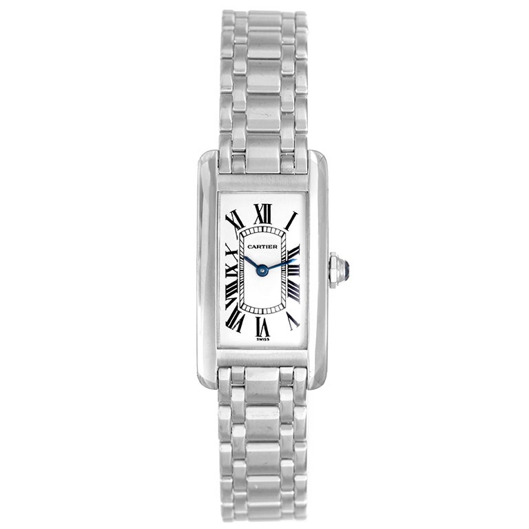 Cartier Lady's White Gold Tank Americaine Wristwatch