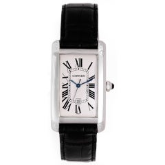 Cartier White Gold Tank Americaine Wristwatch with Date