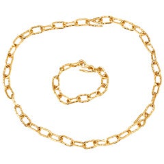 Jean Mahie 22k Large Cadene Chain Link Necklace and Bracelet