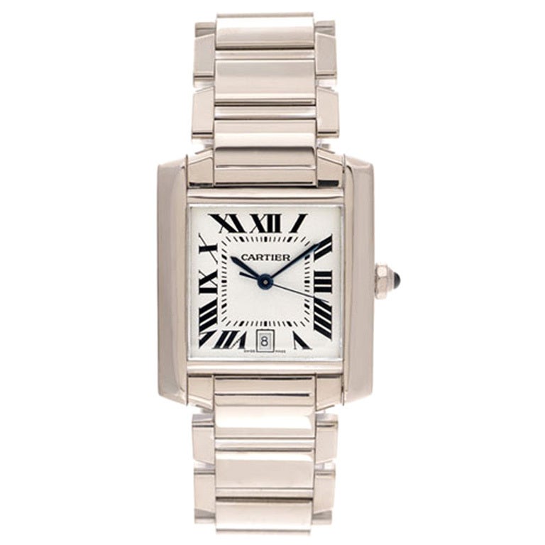 Cartier White Gold Tank Francaise Wristwatch