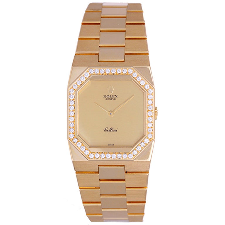 Rolex Yellow Gold and Diamond Cellini Bracelet Watch