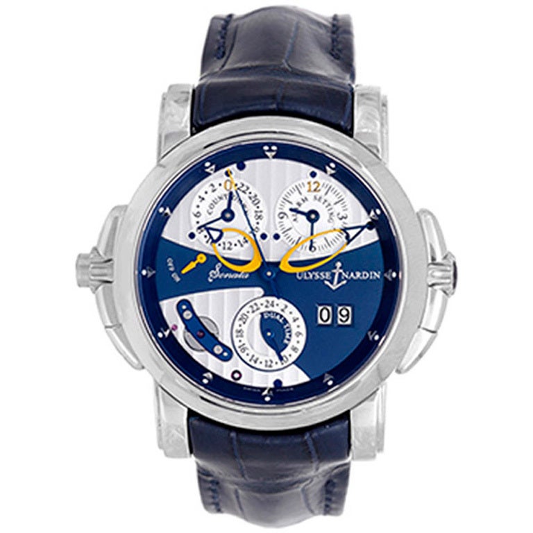 Ulysse Nardin White Gold Sonata Dual Time Wristwatch