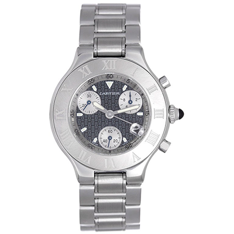 Cartier Stainless Steel Must de Cartier 21 Chronoscaph Watch at 1stDibs
