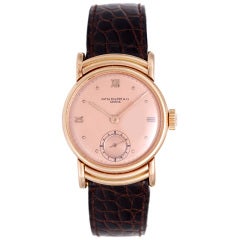 Patek Philippe Rose Gold Wristwatch with Unusual Lugs Ref 1398