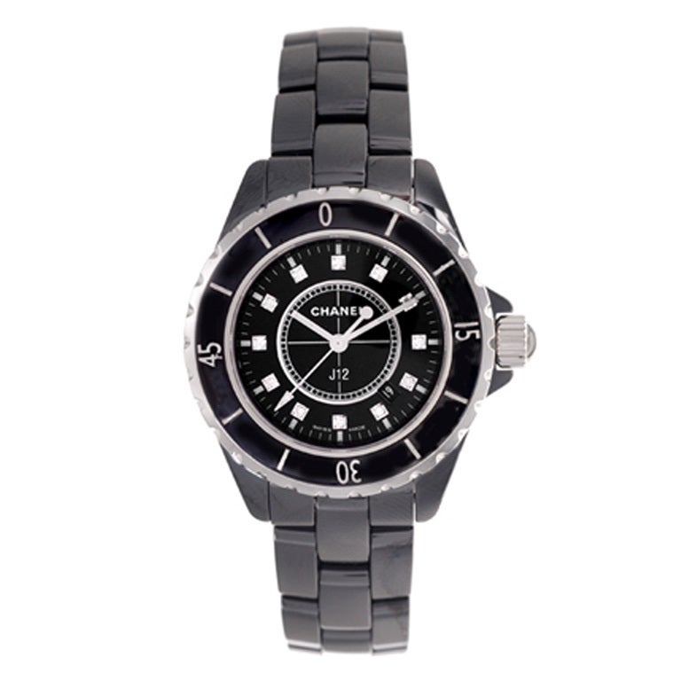 Chanel Lady's Black Ceramic J12 Wristwatch with Quartz Movement