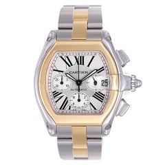 Cartier Stainless Steel and Yellow Gold Roadster Chronograph Wristwatch