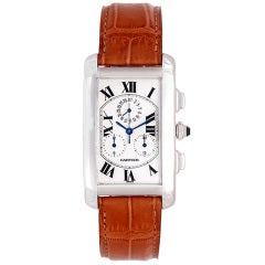 Cartier White Gold Tank Americaine Chronograph Wristwatch