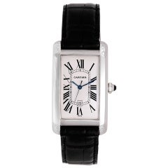 Cartier White Gold Automatic Tank Americaine Wristwatch