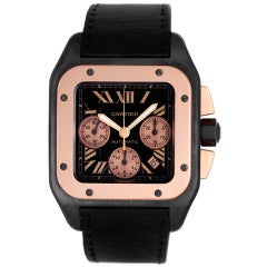 Cartier Titanium and Rose Gold Santos 100 Wristwatch