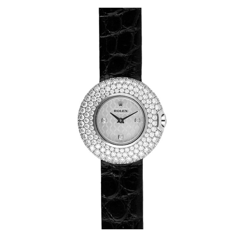 Rolex Lady's White Gold and Diamond Cellini Orchid Wristwatch