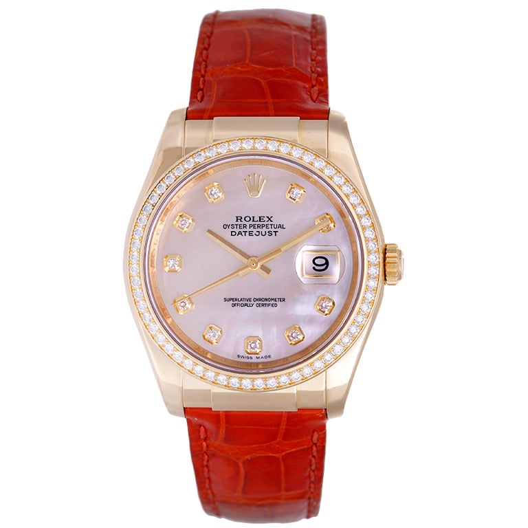 Rolex Yellow Gold and Diamond Datejust Wristwatch Ref 116188