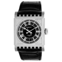 Dent White Gold London Parliament Wristwatch with Black Dial
