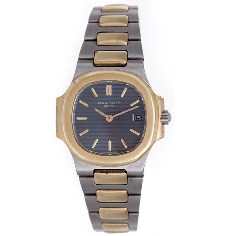 Patek Philippe Lady's Stainless Steel and Yellow Gold Nautilus Wristwatch